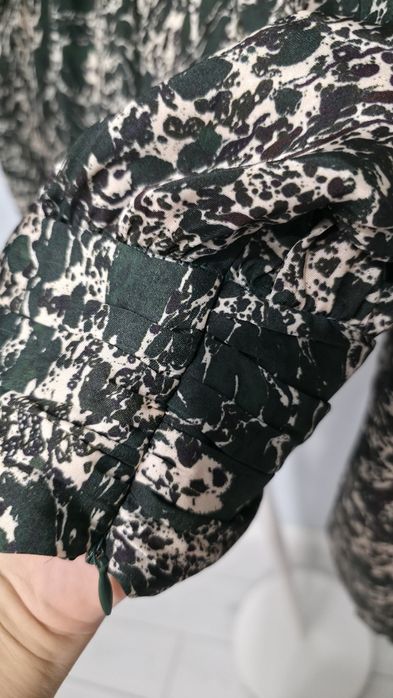 Top(camasa) elegant Zara,cu imprimeu, verde/multicolor, S