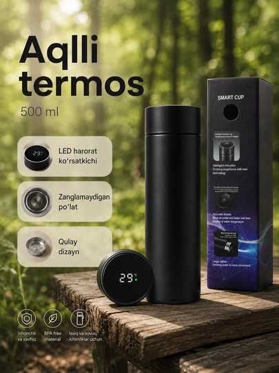 Smart termos, led displeyli, 500 ml.