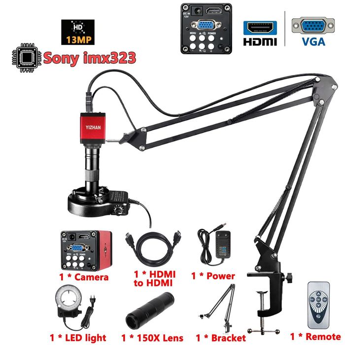 Microscop Digital Profesional 13MP Senzor Sony IMX323 Lentila 150X HDMI/VGA Service GSM