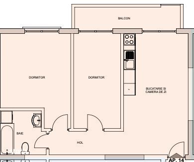 Apartament 3 camere, 57 mp, balcon 5 mp, parcare - zona linistita