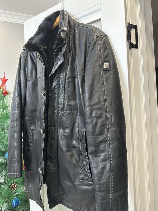 Кожаная куртка воротник норка