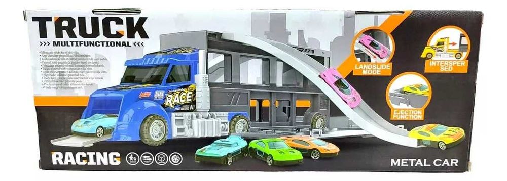 Vand Camion transportator cu 3 masinute metalice si rampa de lansare