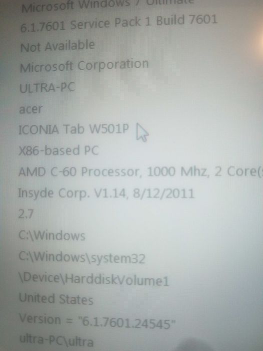 Acer Iconia tab w501p