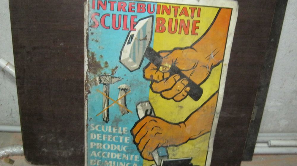 Table PROTECTIA MUNCII,comunism,anii '70.(36X53,5cm)