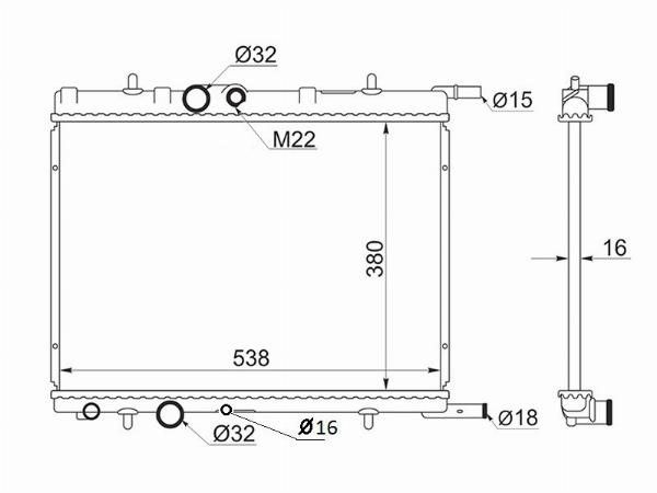 Радиатор Peugeot 206