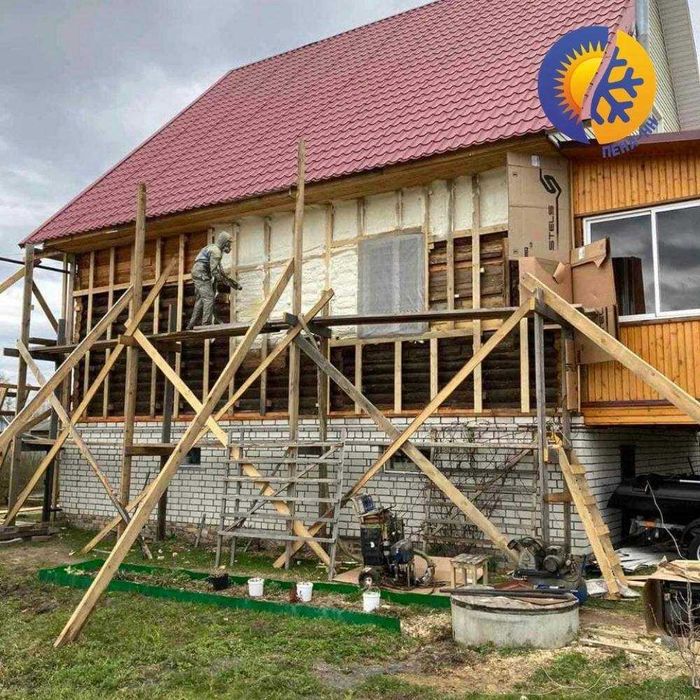 Утепление крыш ангаров мансард пенополиуретаном ППУ на проф оборуд дом