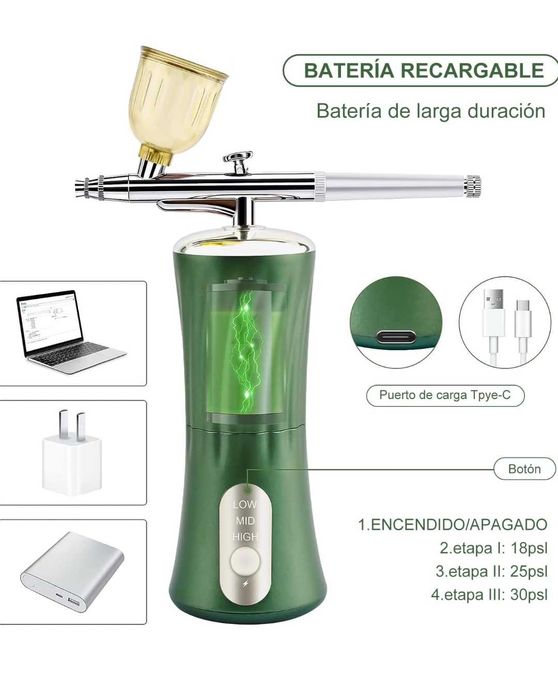 Daakro 2024 Wireless Airbrush Set 30PSI ръчен безжичен грим,нокти,лице