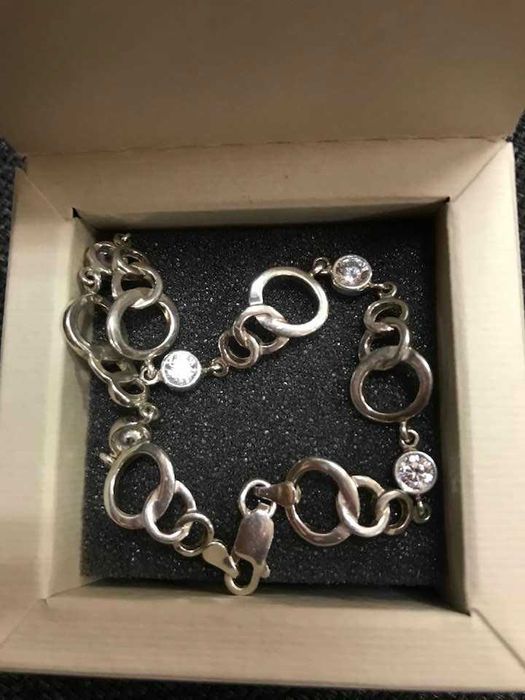 Сребърна гривна с бял циркон от "My Silver" и комплект
