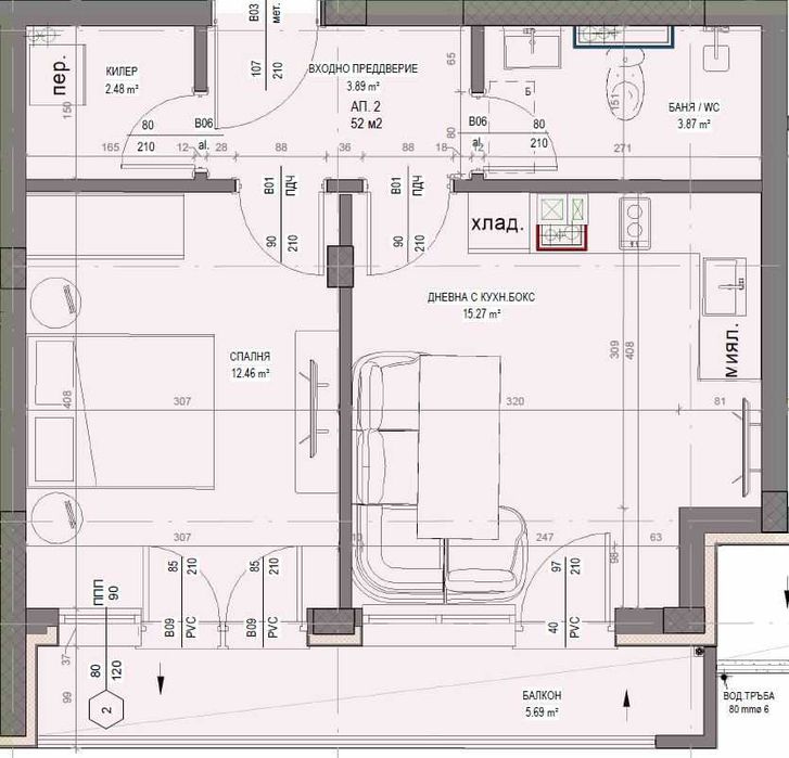 Продава се Двустаен апартамент в Търговище, Вароша - 62 кв.м за 650 €/кв.м - Снимка #5