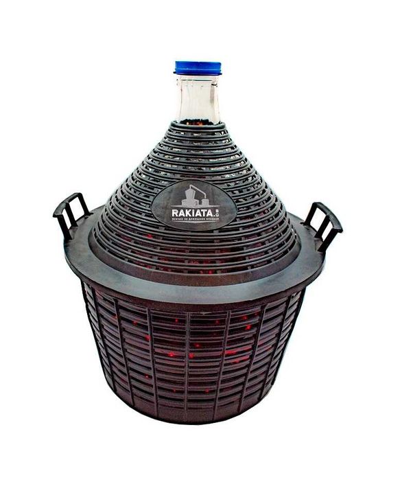 Дамаджана стъклена 5л. с PVC оплетка-кош и дръжки PVC капачка 21200075