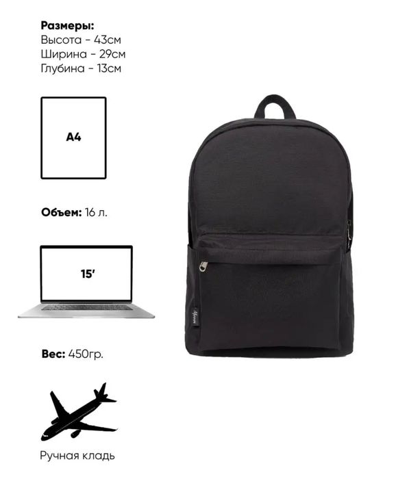 Рюкзак черный городской