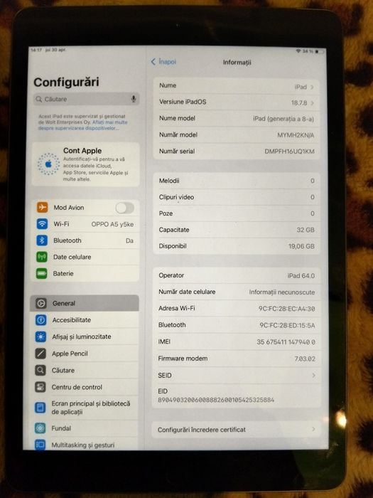 Tableta iPad generația a 8 a
