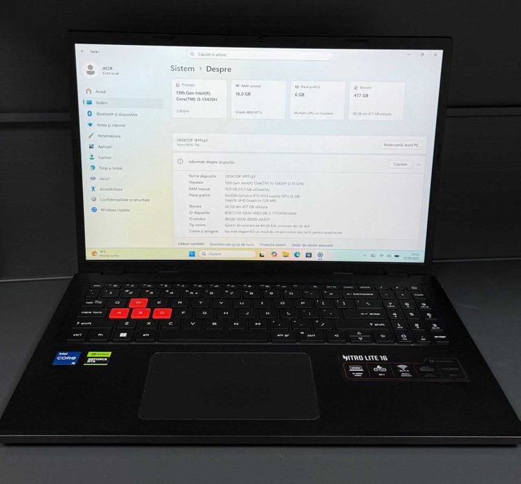 Laptop Gaming Acer Nitro Lite 16 i5 16GB 512GB RTX 4050 [#140236#]