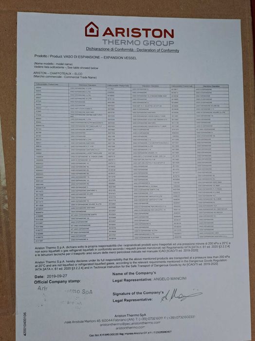 Vas expansiune Ariston 8L