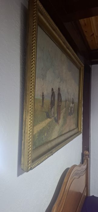 Tablou pictat (țărani pe cale)