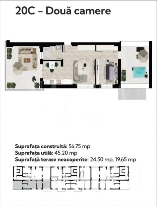 Apartament 2 camere de vanzare in Baile Felix, Cordau