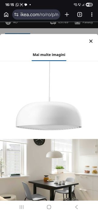 Lustra Ikea alba diametru 40 cm 3 becuri