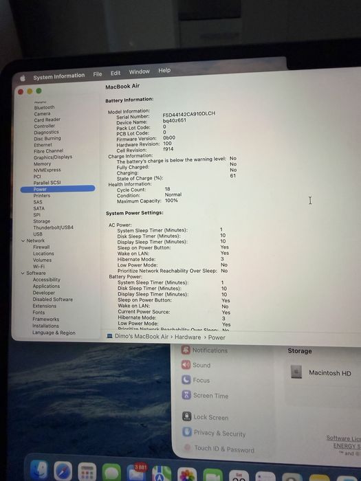 MacBook Air M3 13” 16GB/256GB, Space Gray , 100% Battery