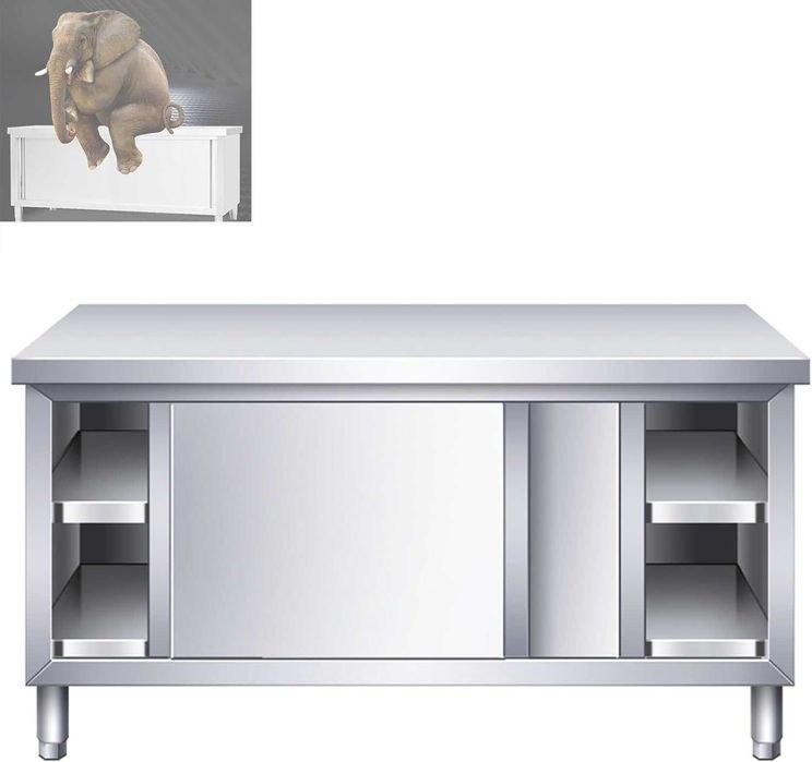 Masa inox cu dulap si usi glisante horeca 100 120 150 180 200 cm