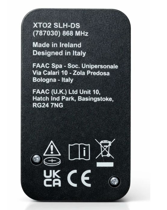 FAAC дистанционни- Made in Ireland, XTO2 SLH-DS, 2-канала, 868 MHz за гаражни врати и бариери.