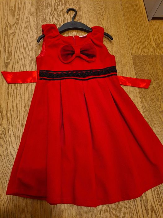 Rochie rosie, eleganta, fleece, 7 ani, 122 cm copii