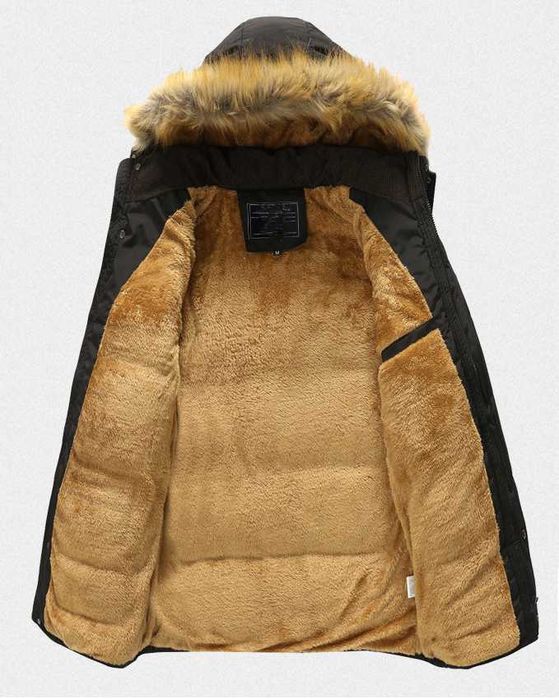 Новые мужские зимние куртки с меховым капюшоном 52 размер