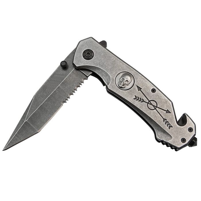 Briceag vanatoare full metalic Future Adventure, otel, 23 cm, argintiu