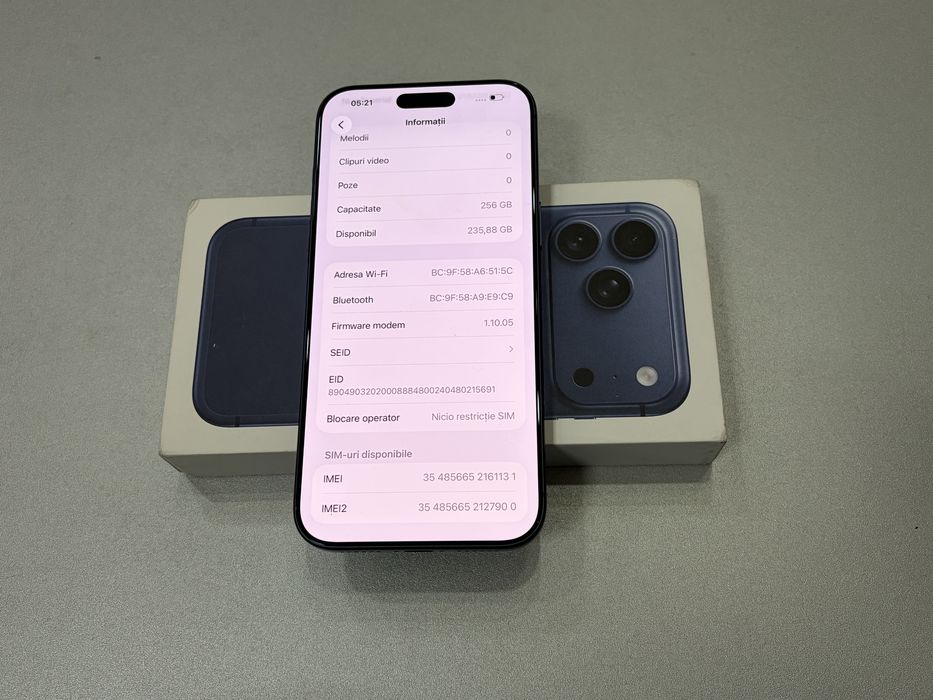 Iphone 17 Pro Max, 256GB, Deep Blue, nou la cutie