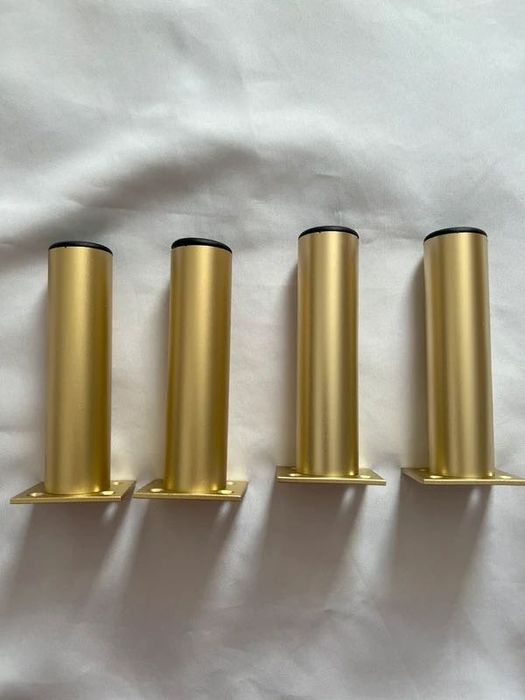 Set 4 picioare mobilier metalice aurii, 15 cm – finisaj satinat