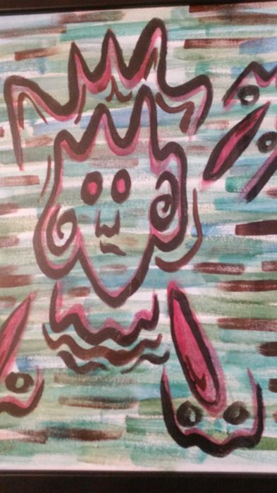 Интересна картина, рисувана на ръка на платно.