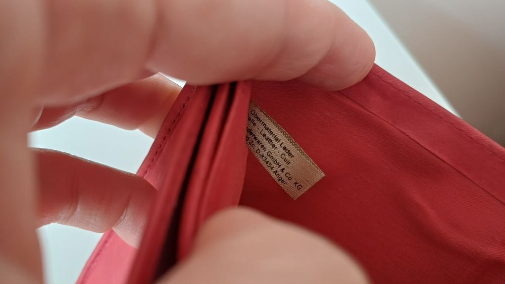 Червен портфейл  естествена кожа