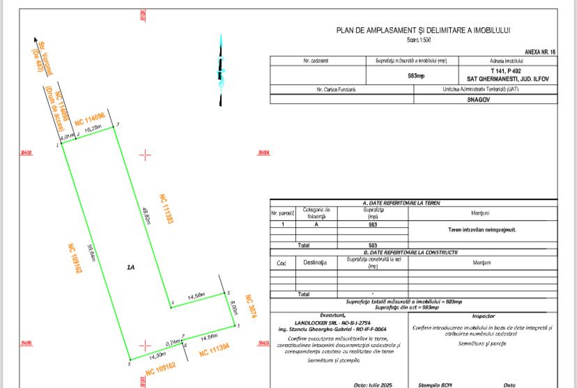 Proprietar vand 500 m intravilan Ghermanesti-Snagov