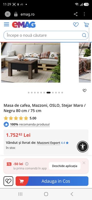 Masă de cafea extensibilă și reglabilă pe înălțime – Stare foarte bună