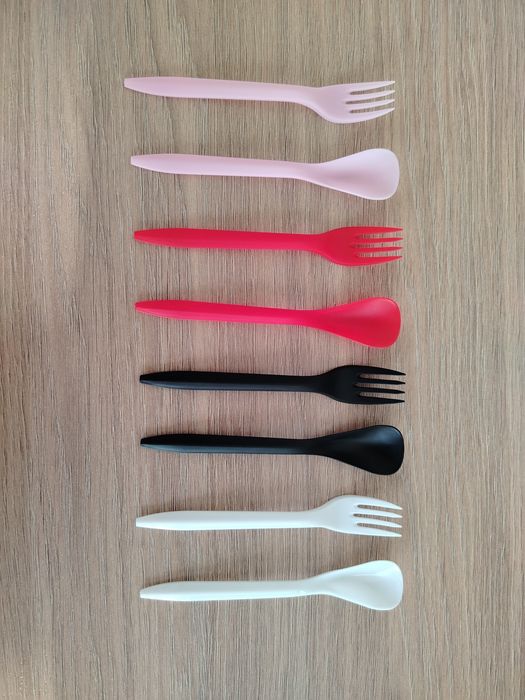 Bir martalik plastik qoshiq va vilka – rangli, mustahkam