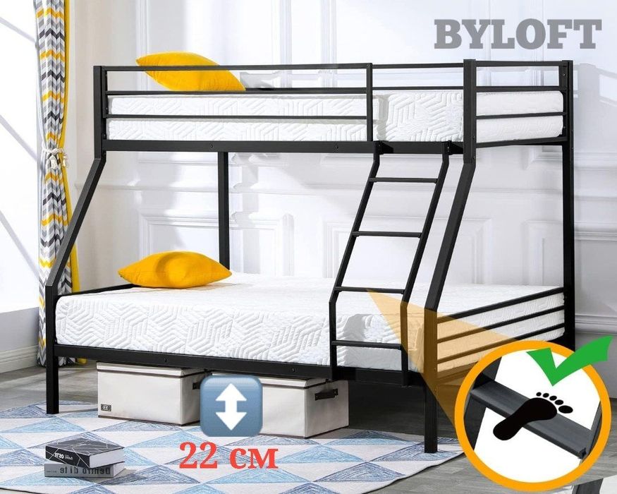 Кровать двухъярусная металлическая для детей и взрослых, Разборная