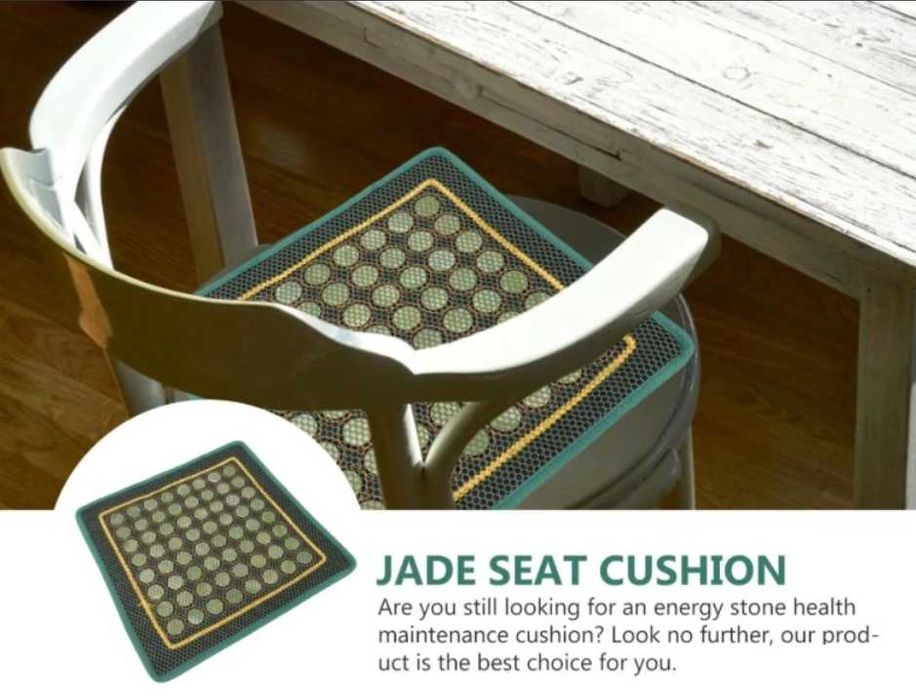 Нефритена Подложка от Нефритен Камък Подложка за Стол Офис Дом Маса Бюро Дишащ Охлаждащ Масаж Подложка за Автомобилна Седалка Естествен Нефритен Камък