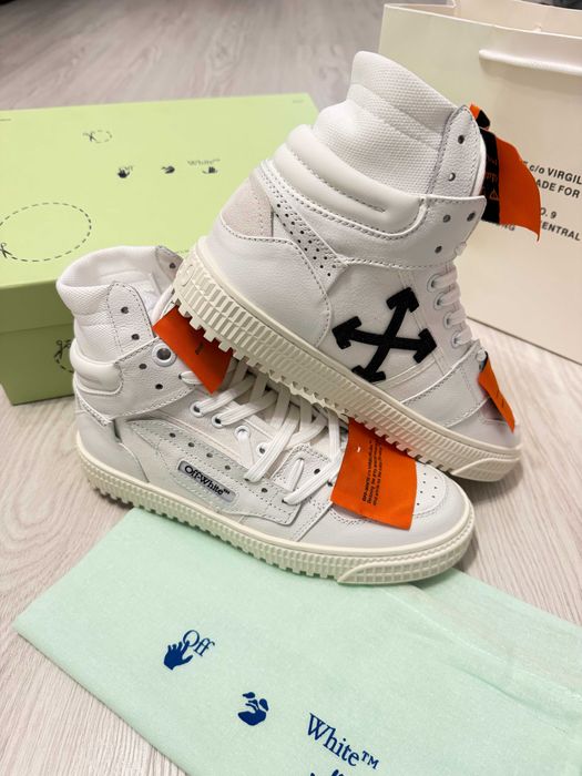 Adidasi Off White Court 3.0 - High White Sneakers Premium din Piele Full Box