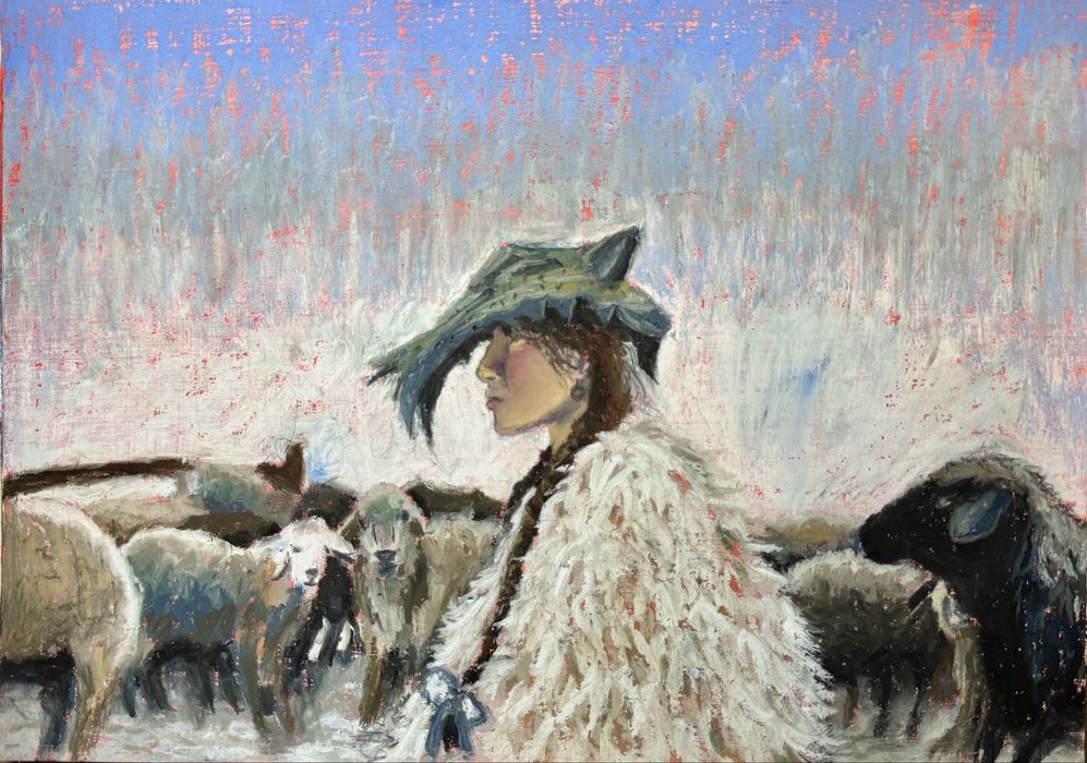 Картина масляной пастелью формата А4