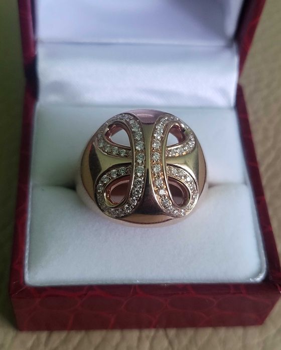 Inel Aur rose 18k+ 58 diamante de calitate 0.7ct colecția Damiani 17gr