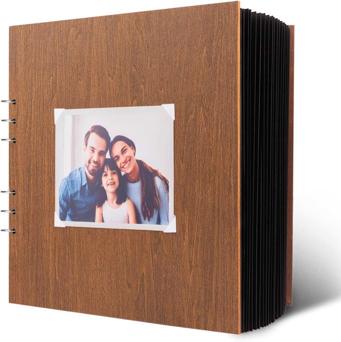 Дървен фото албум scrapbook 28x28 см 80 страници черен