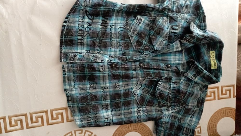 Джинсовый комбинезон с рубашкой