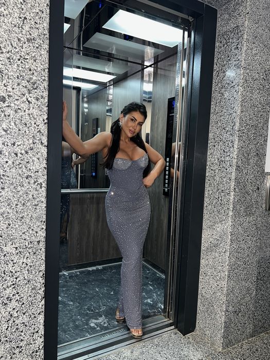Rochie pietre stralucitoare elastica lunga ocazie