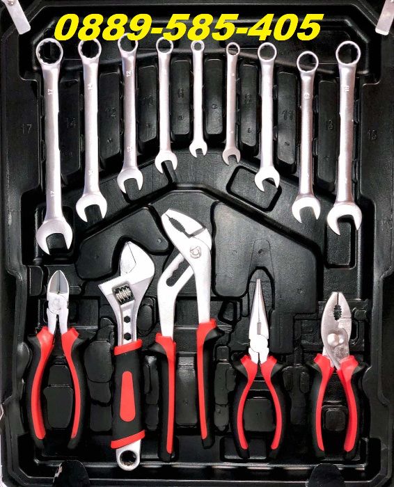 Мега метален куфар комплект WMC 186 инструменти гедоре ключове отверки