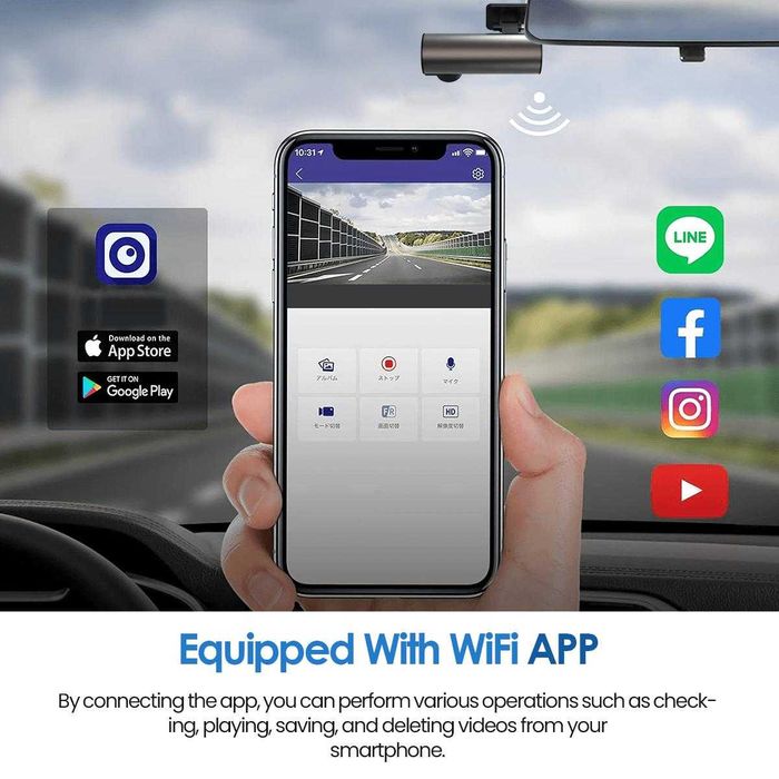 Camera Auto 4K | Aplicatie Telefon | Wi-Fi | Card SD 32GB