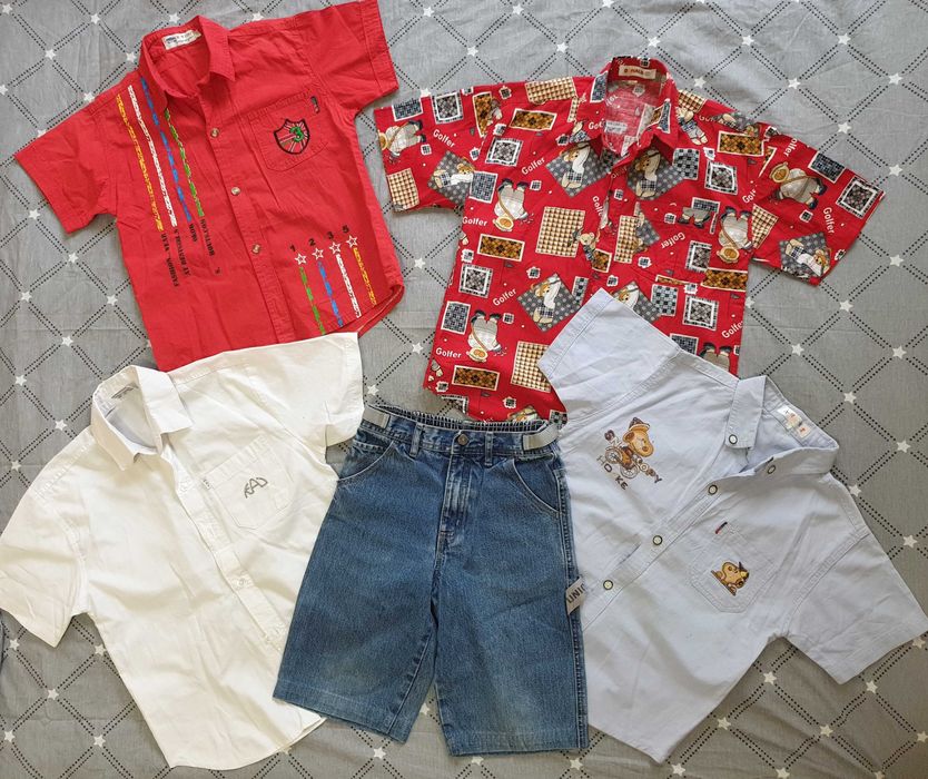 Шорты джинсовые и рубашки  на мальчика 5 -6 лет.