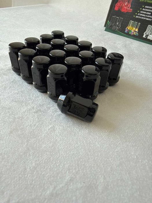 Комплект гаек 801445HT/BC М12х1.5 конус ключ 19 черный хром, 20шт