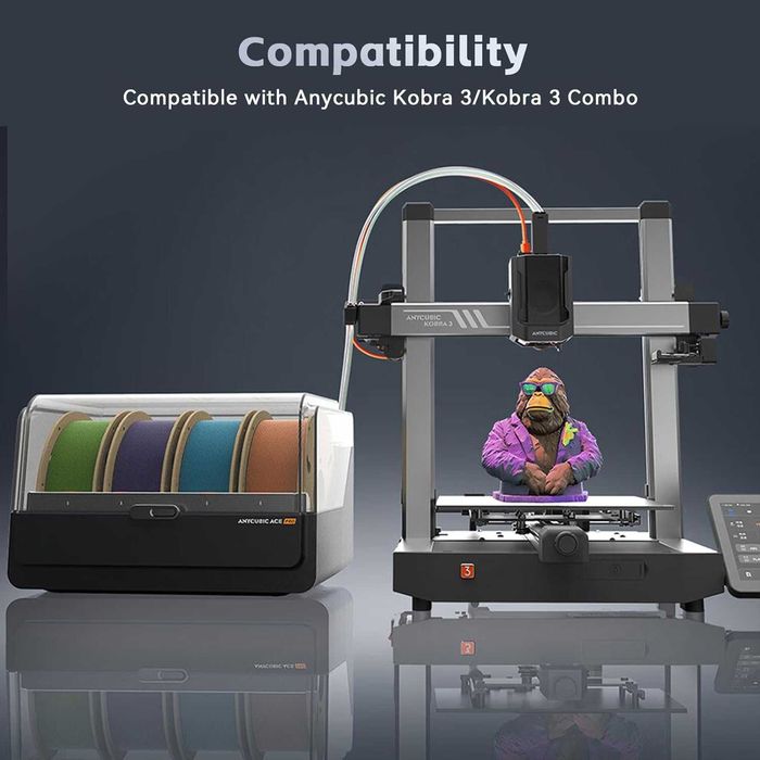 ANYCUBIC Kobra 3 хотенд 3D принтер екструдер V5 J-образна печатаща глава със силиконов чорап 0.4 мм