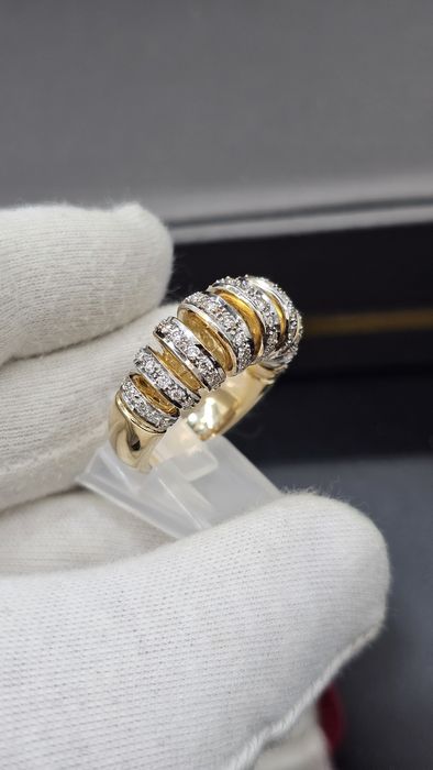 Масивен златен пръстен 14K с естествени диаманти | 14.65 г | Луксозен дизайнерски модел
