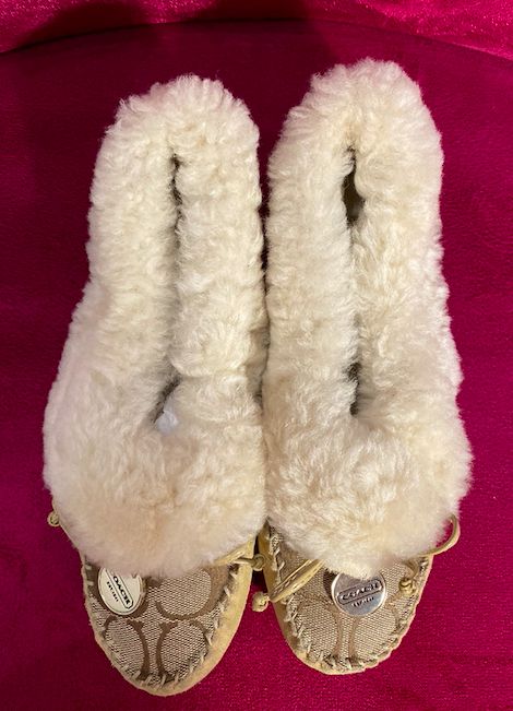 Balerini mocasini COACH - bej cu blana naturala - 37 - purtate o data