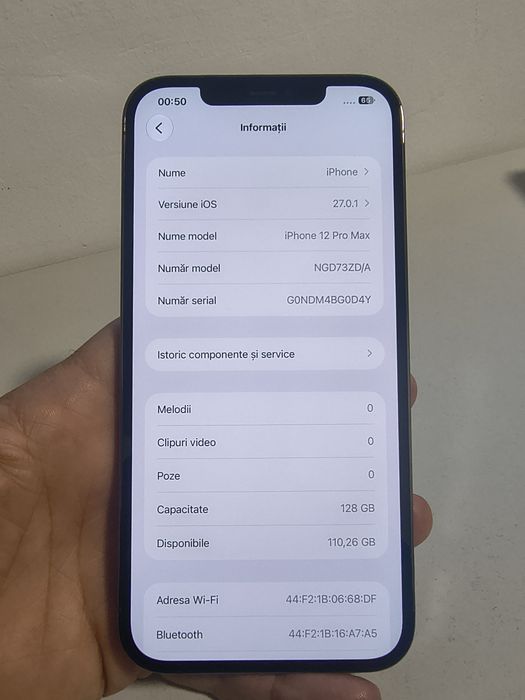 iPhone 12 Pro Max, 128GB, Gri Grafit, Baterie 85%, Aspect impecabil
